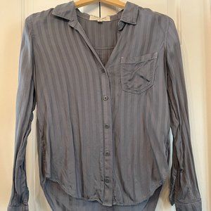 cloth & stone Grey Button Down Striped Shirt with Pocket